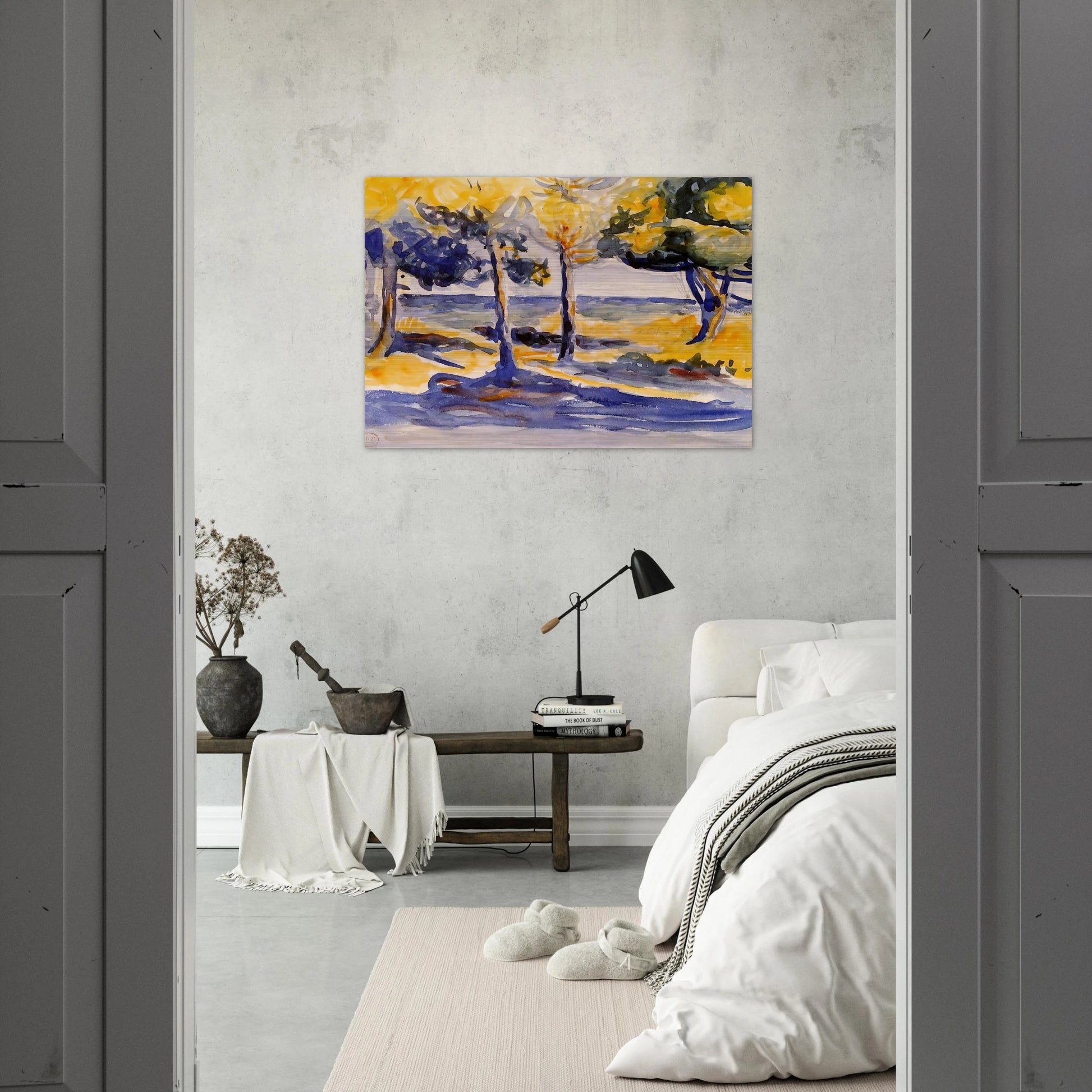 Trees by the Sea - Henri-Edmond Cross Brushed Aluminum Print - 70x100 cm / 28x40 inches | Henri-Edmond Cross Aluminum Print | Henri-Edmond Cross Prints