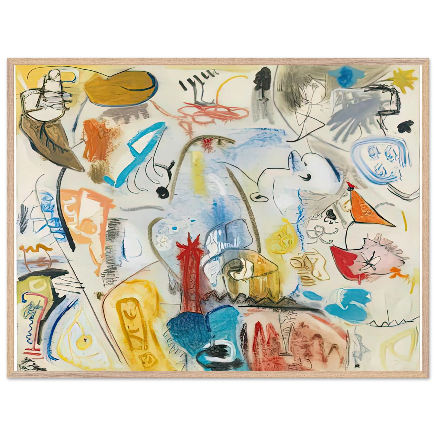 Helen Frankenthaler - Circus Landscape, 1951- Wall Art - 21x29.7 cm / 8x12" - Premium Wooden Framed Poster With Fine Art Paper - White frame