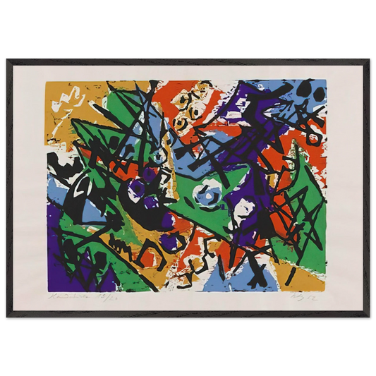 Farbholzschnitt 1952-2 - 1952 - Ernst Wilhelm Nay Framed Art Print – Black Wooden Frame - Default Title - -Framed Art Print