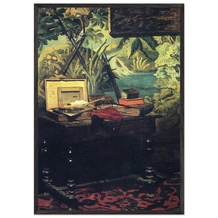 A Corner of the Studio - claude monet 70x100 cm / 28x40 inches Framed Art Print – Black Wooden Frame