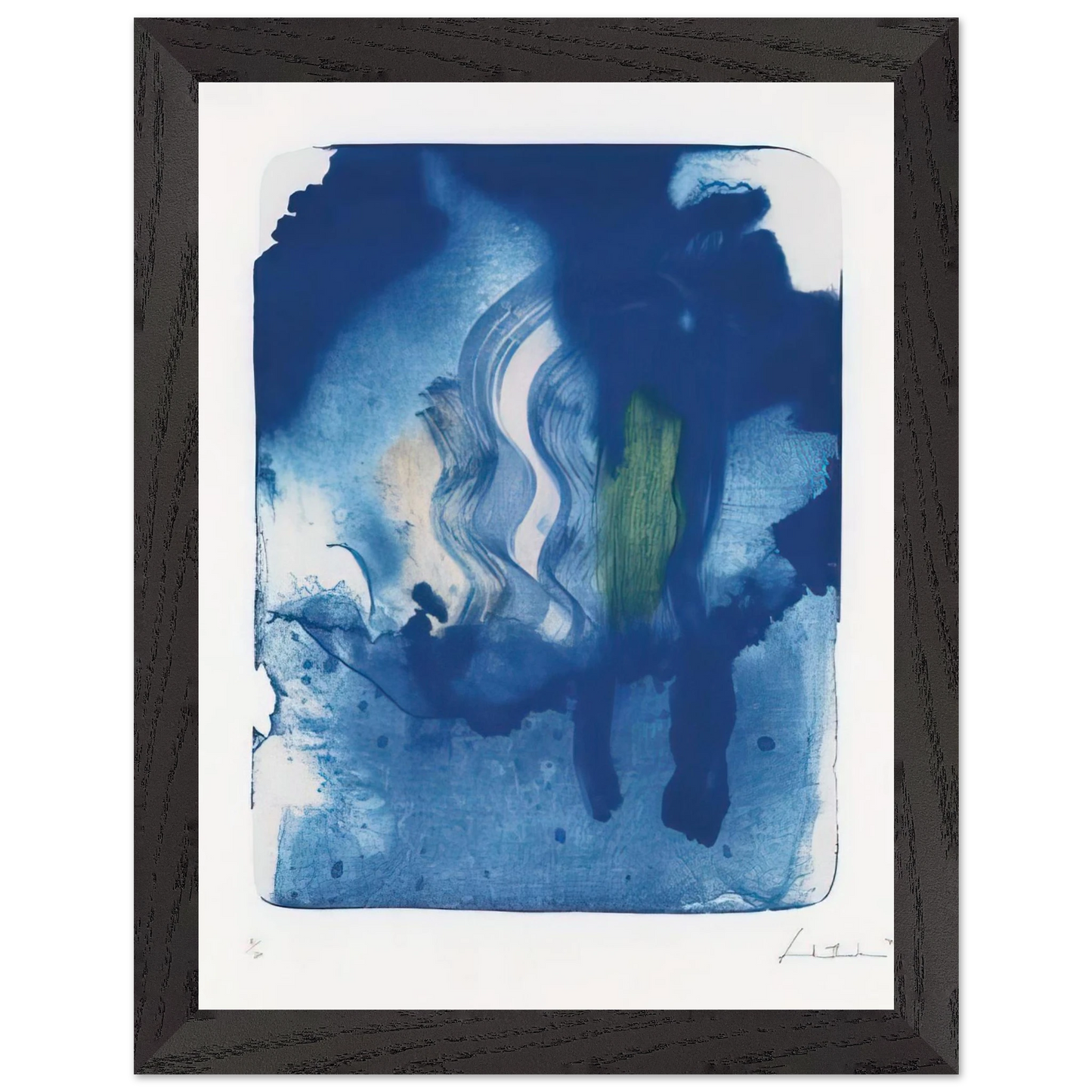 Helen Frankenthaler - Reflections V - 1995 Wall art - 70x100 cm / 28x40 inches - Premium Wooden Framed Poster With Fine Art Paper - Wood frame