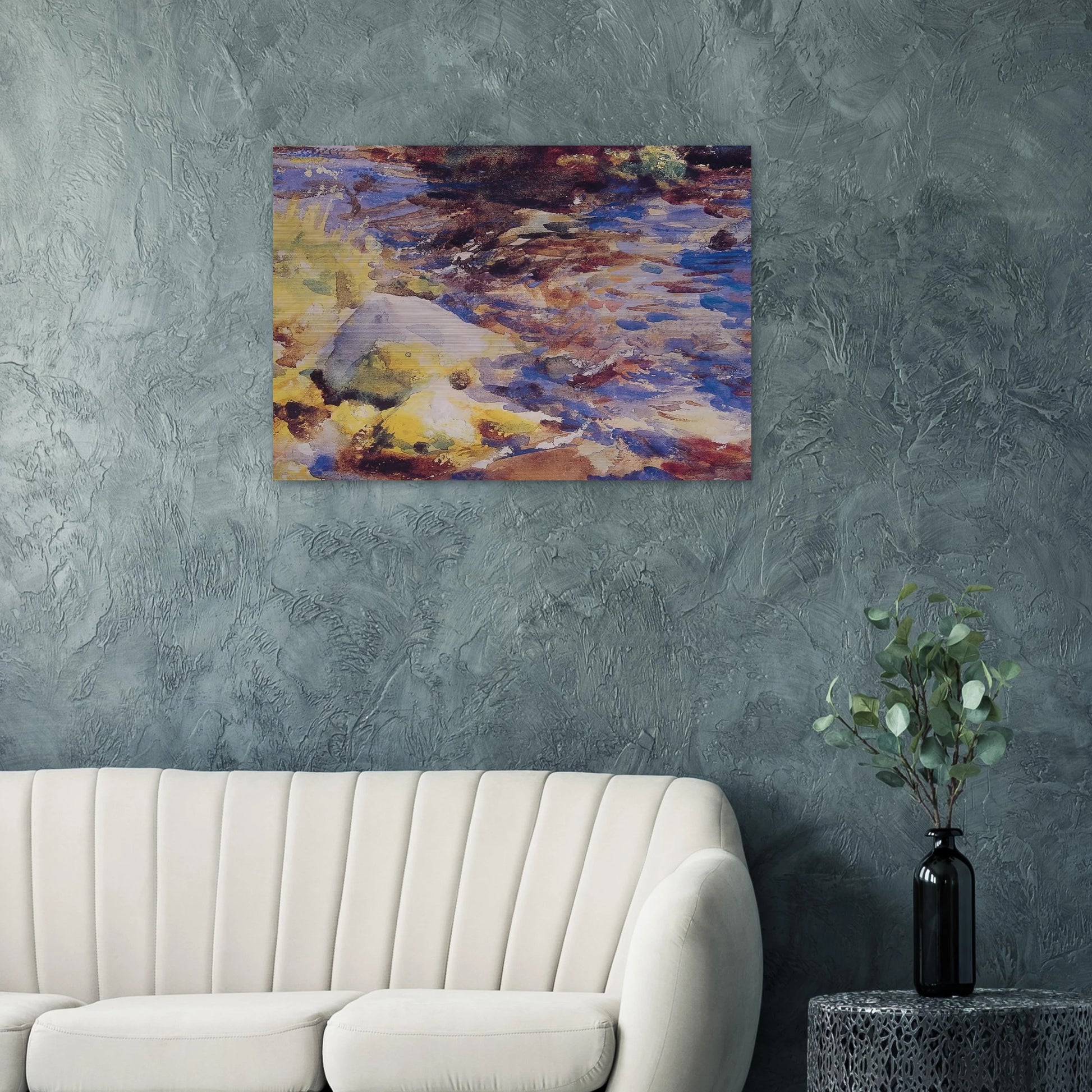 Reflections Rocks and Water - John Singer Sargent Brushed Aluminum Print - 70x100 cm / 28x40 inches | John Singer Sargent Aluminum Print | John Singer Sargent Prints