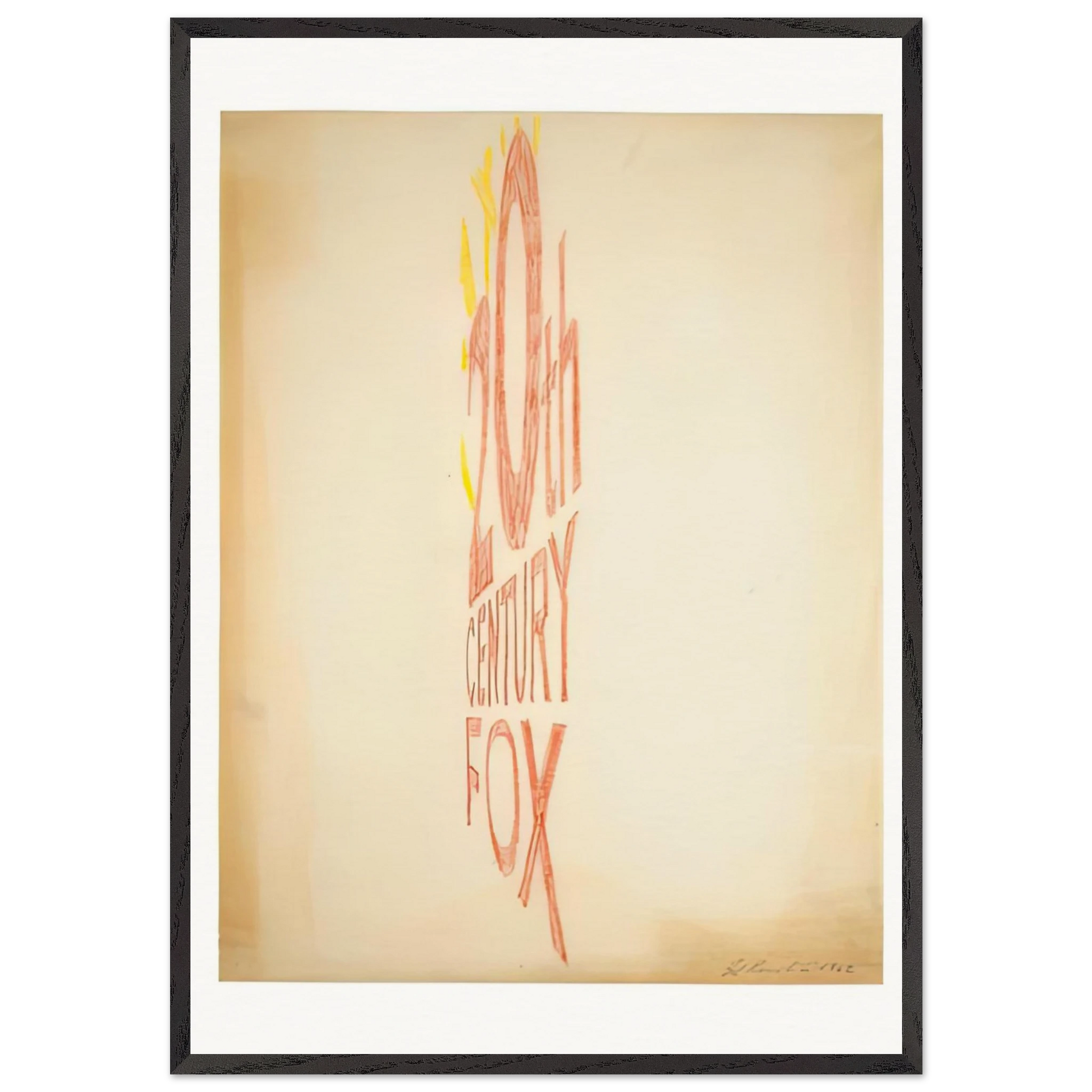 ANGLE STUDY LARGE TRADEMARK 1962 - Edward Ruscha Framed Art Print – Black Wooden Frame - Default Title - -Framed Art Print