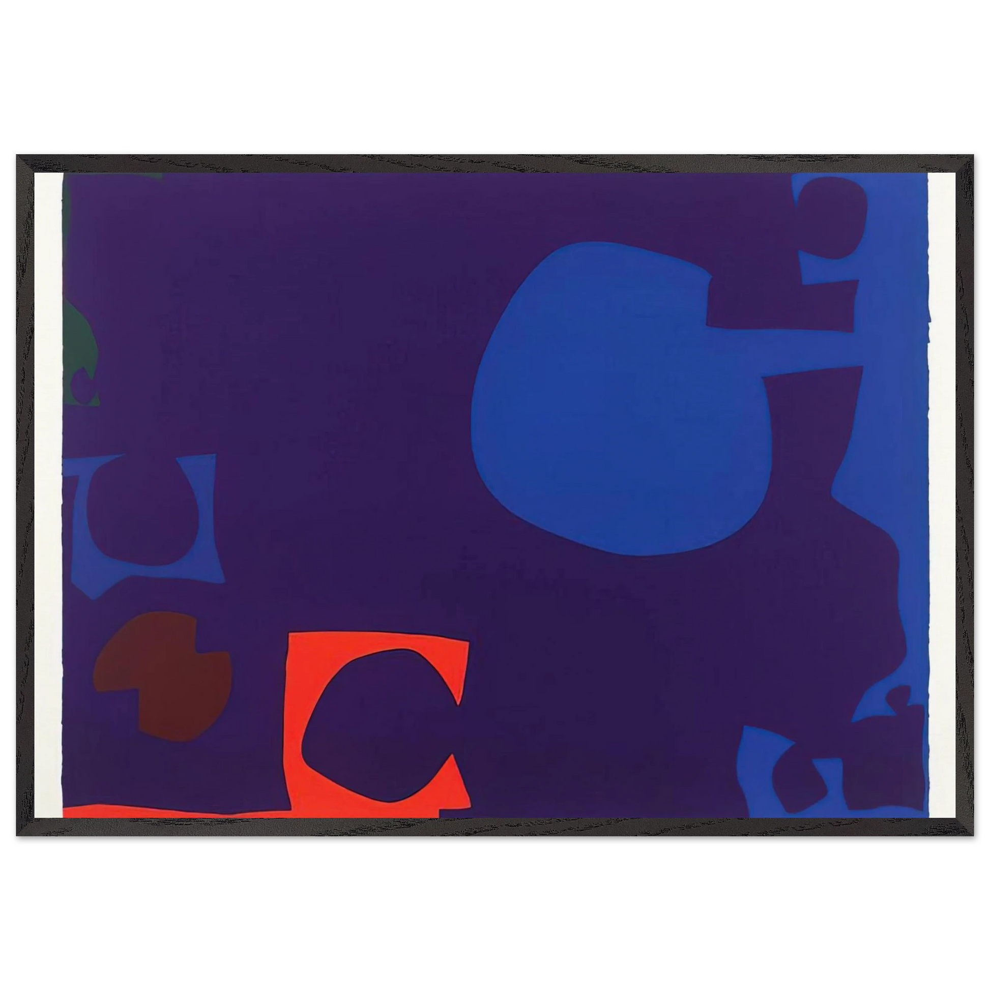 Blue and Deep Violet with Orange Brown and Green - 1970 - Patrick Heron Framed Art Print – Black Wooden Frame - Default Title - -Framed Art Print