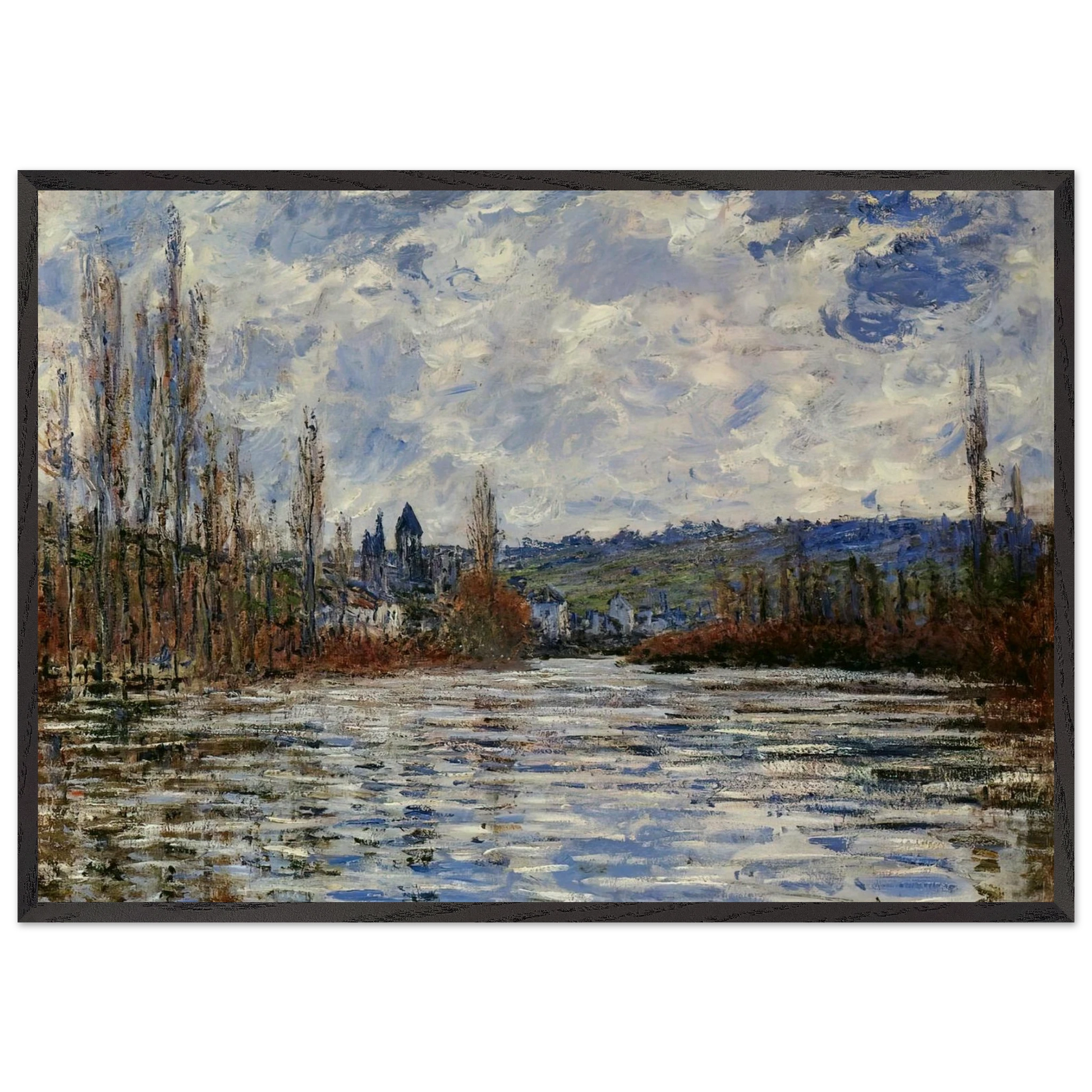 Flood of the Seine at Vetheuil - claude monet Framed Art Print – Black Wooden Frame - Default Title - -Framed Art Print