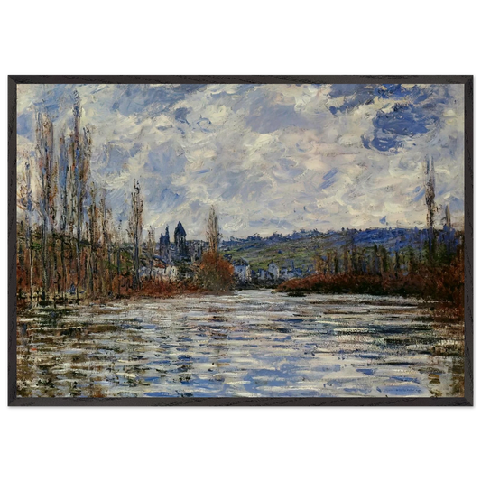 Flood of the Seine at Vetheuil - claude monet 70x100 cm / 28x40 inches Framed Art Print – Black Wooden Frame
