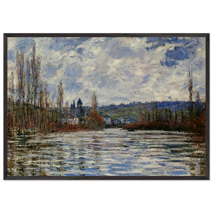 Flood of the Seine at Vetheuil - claude monet 70x100 cm / 28x40 inches Framed Art Print – Black Wooden Frame