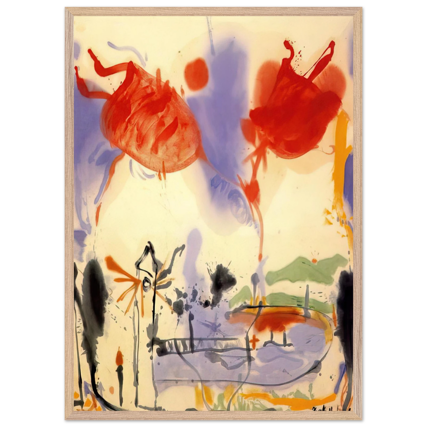 Helen Frankenthaler - Round Trip - 1957 Wall art - A1 (59.4 x 84.1  cm) - Premium Wooden Framed Poster With Fine Art Paper - Wood frame