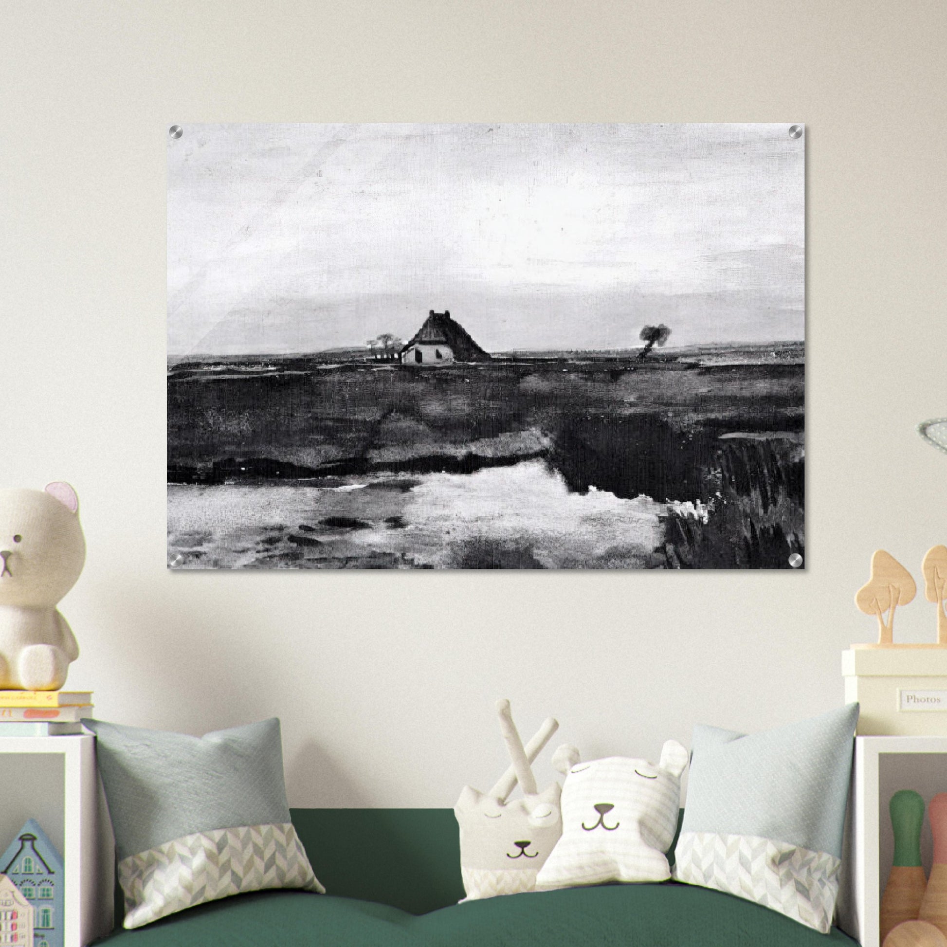 Landscape with a Farm - Vincent van Gogh Acrylic Print - 70x100 cm / 28x40″ inches