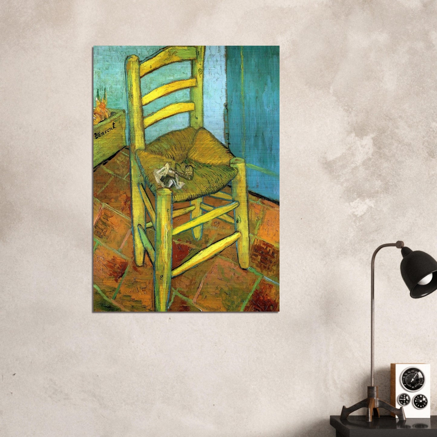 Van Gogh's Chair - Vincent van Gogh Brushed Aluminum Print - 70x100 cm / 28x40 inches | Vincent van Gogh Aluminum Print | Vincent van Gogh Prints