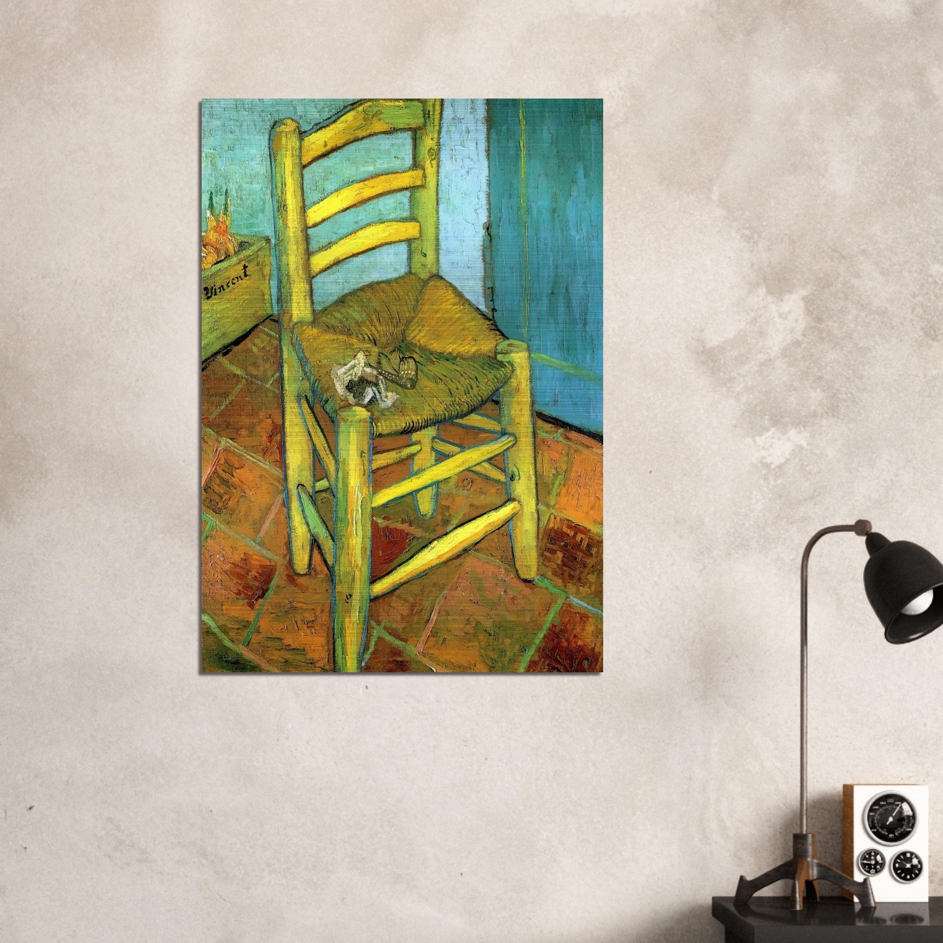 Van Gogh's Chair - Vincent van Gogh Brushed Aluminum Print - 70x100 cm / 28x40 inches | Vincent van Gogh Aluminum Print | Vincent van Gogh Prints