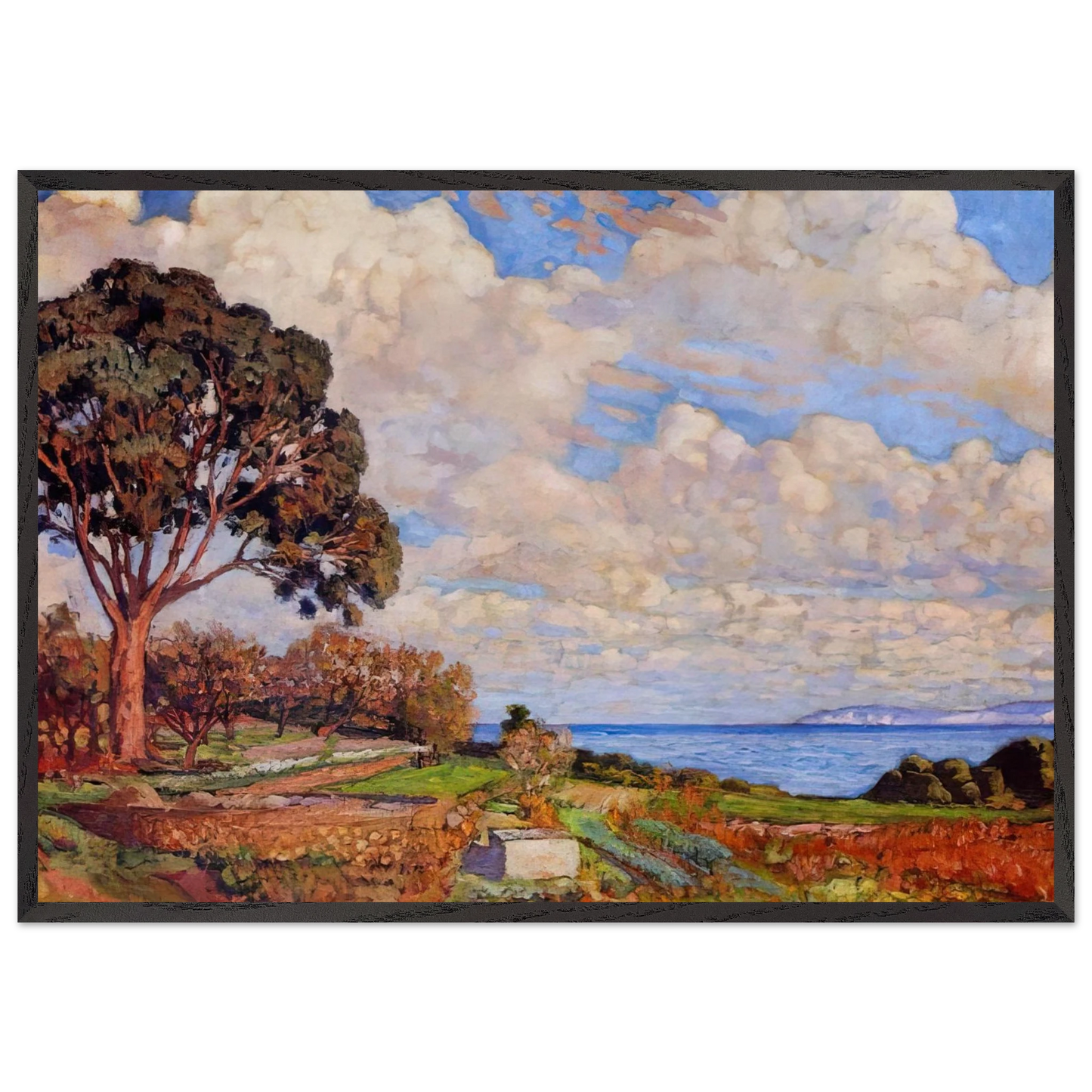 LARGE TREE NEAR THE SEA 1919 - Theo van Rysselberghe Framed Art Print – Black Wooden Frame - Default Title - -Framed Art Print