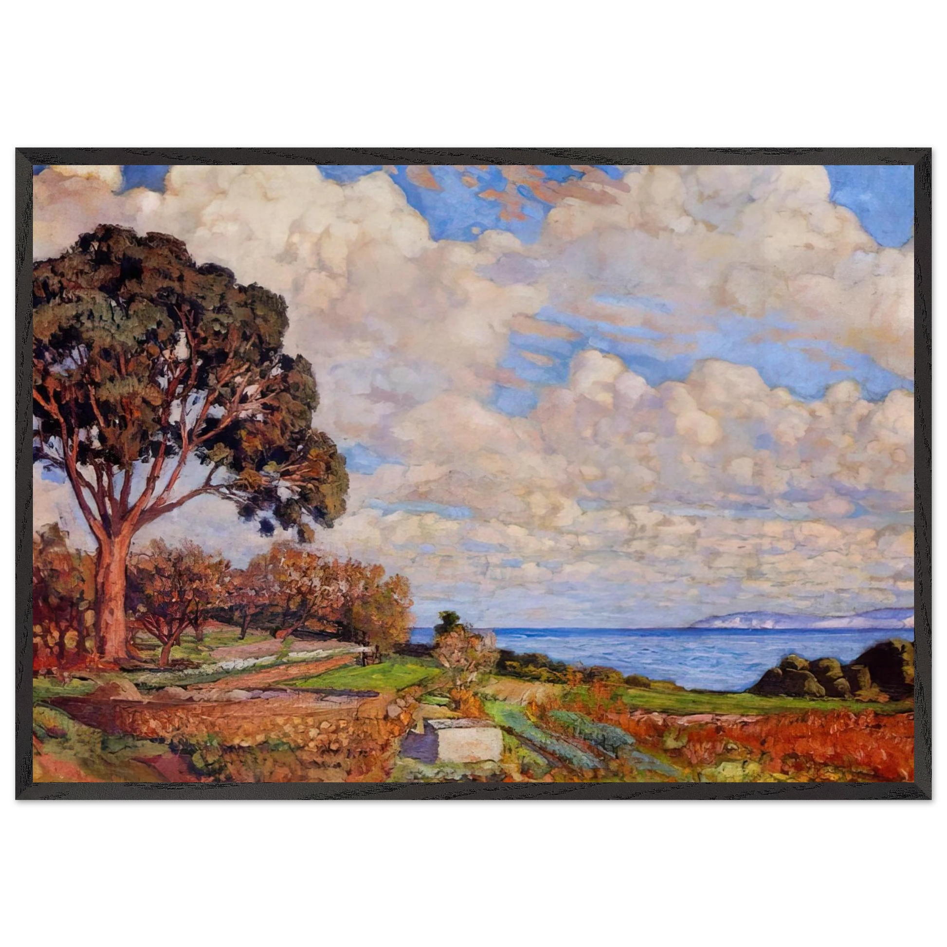 LARGE TREE NEAR THE SEA 1919 - Theo van Rysselberghe Framed Art Print – Black Wooden Frame - Default Title - -Framed Art Print