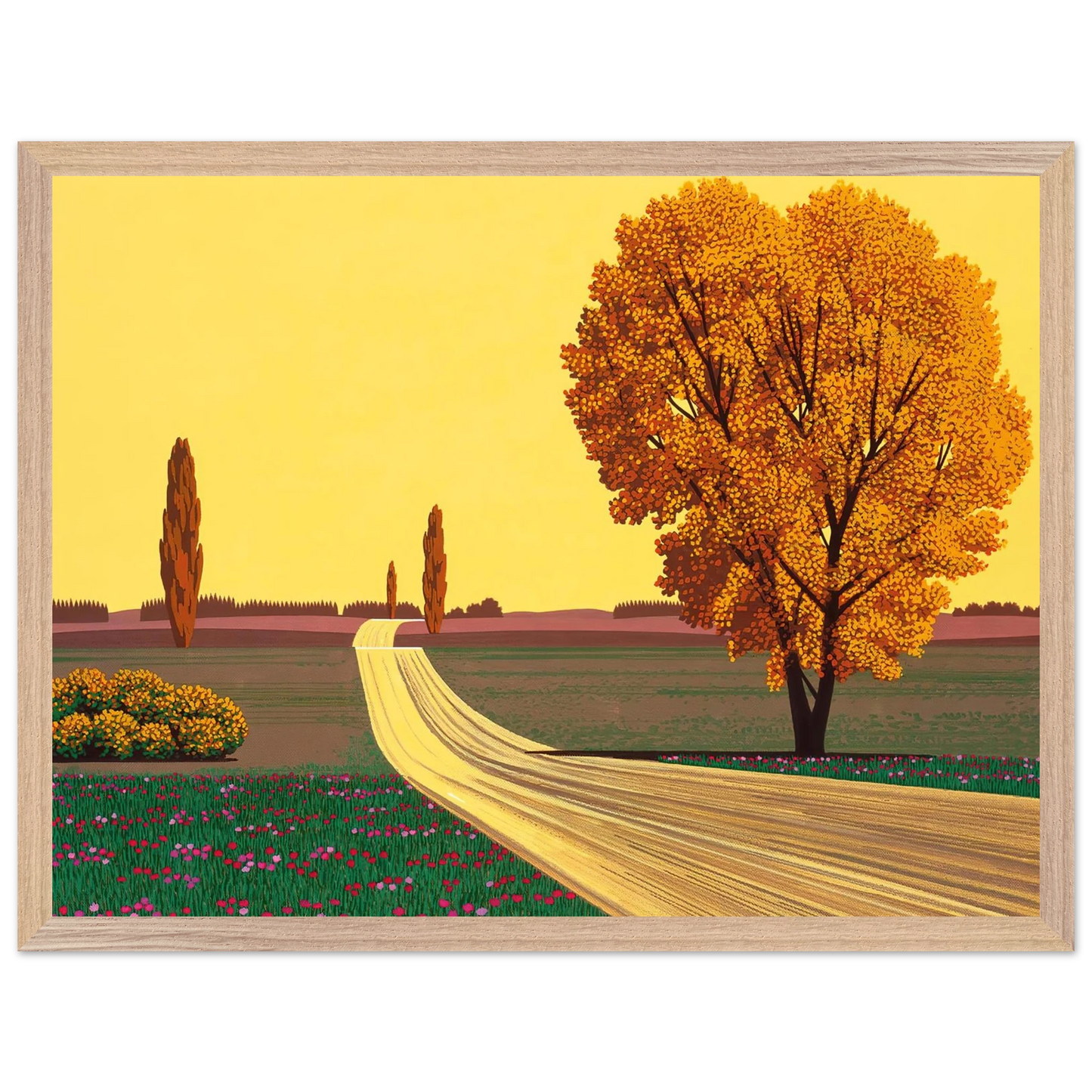 Hiroshi Nagai - Autumn Wall Art - 60x80 cm / 24x32 inches - Premium Wooden Framed Poster With Fine Art Paper - Black frame