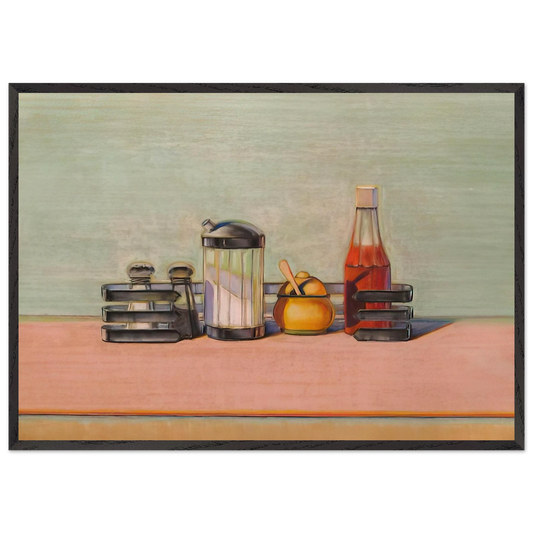Caged Condiments - 2000 - Wayne Thiebaud Framed Art Print – Black Wooden Frame - Default Title - -Framed Art Print