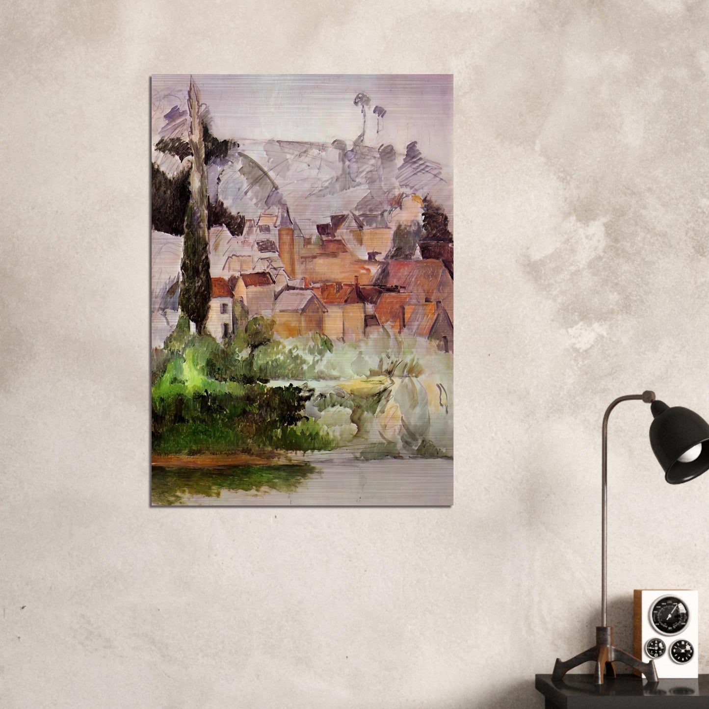 Medan Chateau and Village - Paul Cézanne Brushed Aluminum Print - 70x100 cm / 28x40 inches | Paul Cézanne Aluminum Print | Paul Cézanne Prints