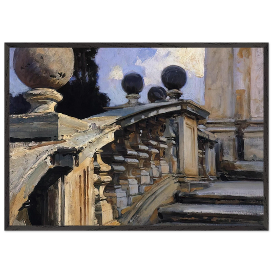 The Steps of the Church of S S Domenico-e-Siste in Rome - John Singer Sargent 70x100 cm / 28x40 inches Framed Art Print – Black Wooden Frame
