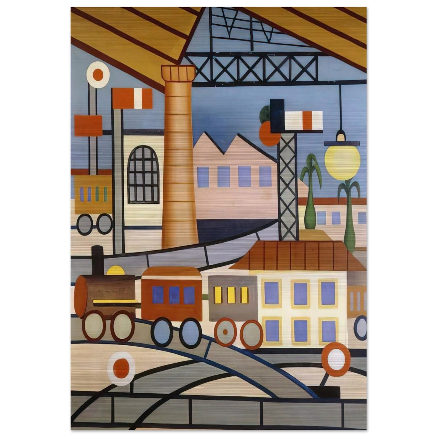 A Gare - Tarsila do Amaral Brushed Aluminum Print - 70x100 cm / 28x40 inches | Tarsila do Amaral Aluminum Print | Tarsila do Amaral Prints