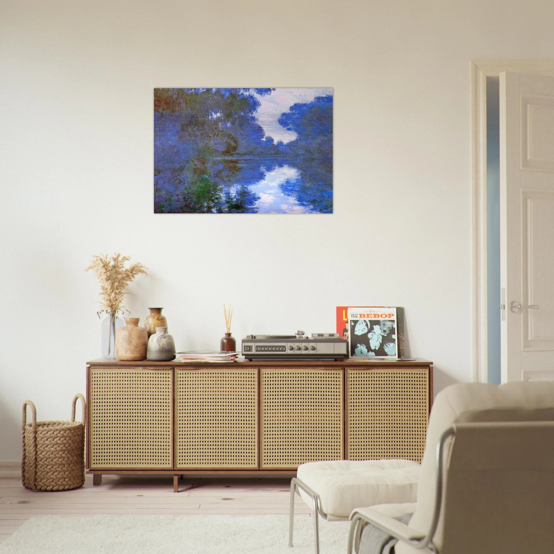 Morning on the Seine, Clear Weather 02 - claude monet Brushed Aluminum Print - 70x100 cm / 28x40 inches | claude monet Aluminum Print | claude monet Prints