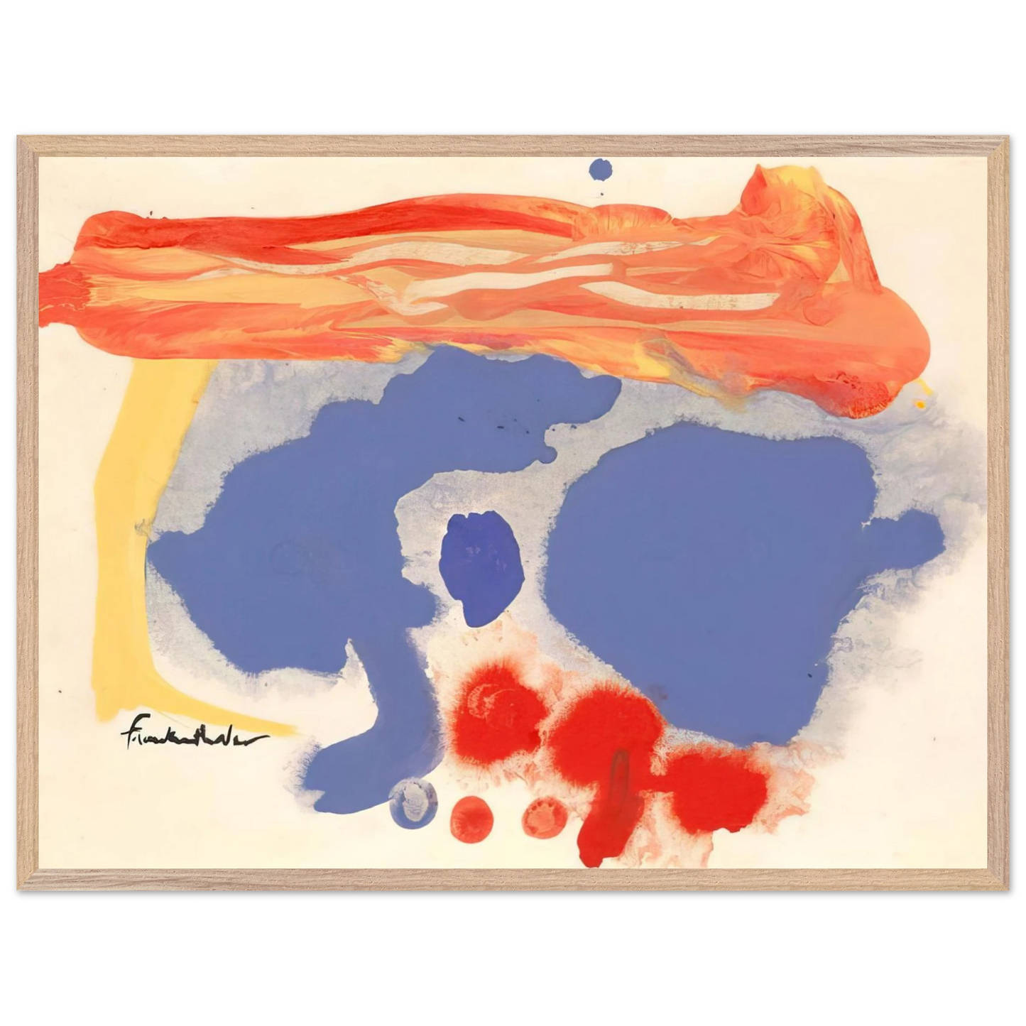 Helen Frankenthaler - Summerscene, Provincetown - 1961 Wall art - 20x25 cm / 8x10 inches - Premium Wooden Framed Poster With Fine Art Paper - White frame
