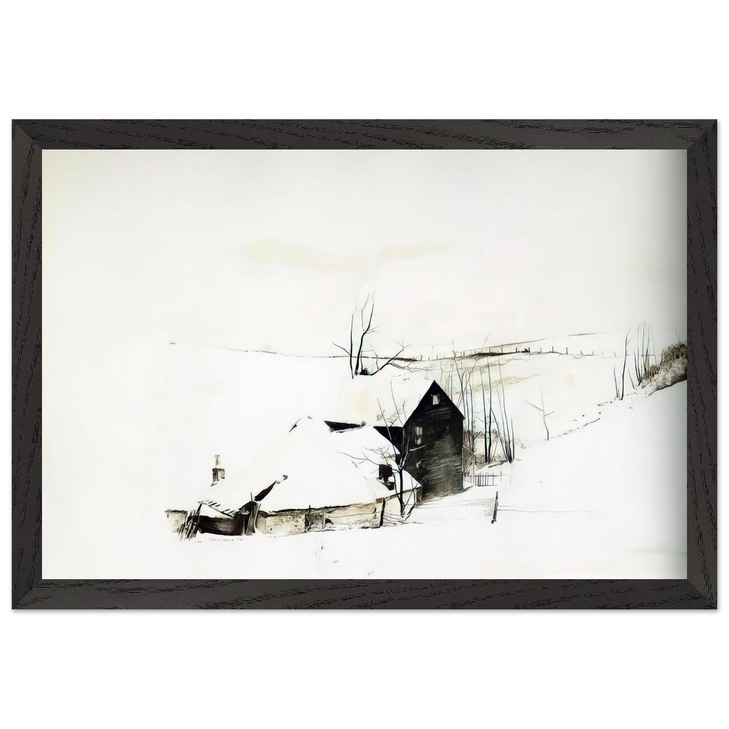 Andrew Wyeth - THE CORNER Wall Art - 21x29.7 cm / 8x12" - Premium Wooden Framed Poster With Fine Art Paper - Black frame