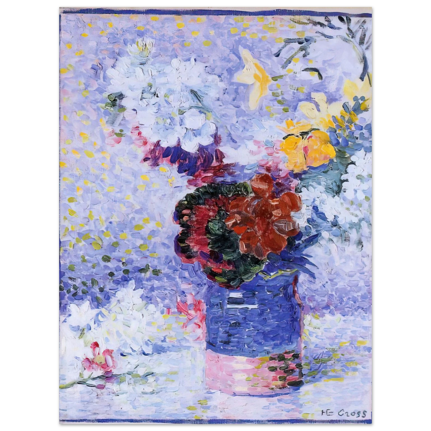 Henri-Edmond Cross - Flowers in a Glass Fine Art Poster - Default Title