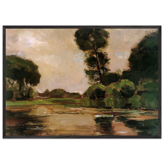 Lonely tree at the Gein Sun - Piet Mondrian 70x100 cm / 28x40 inches Framed Art Print – Black Wooden Frame