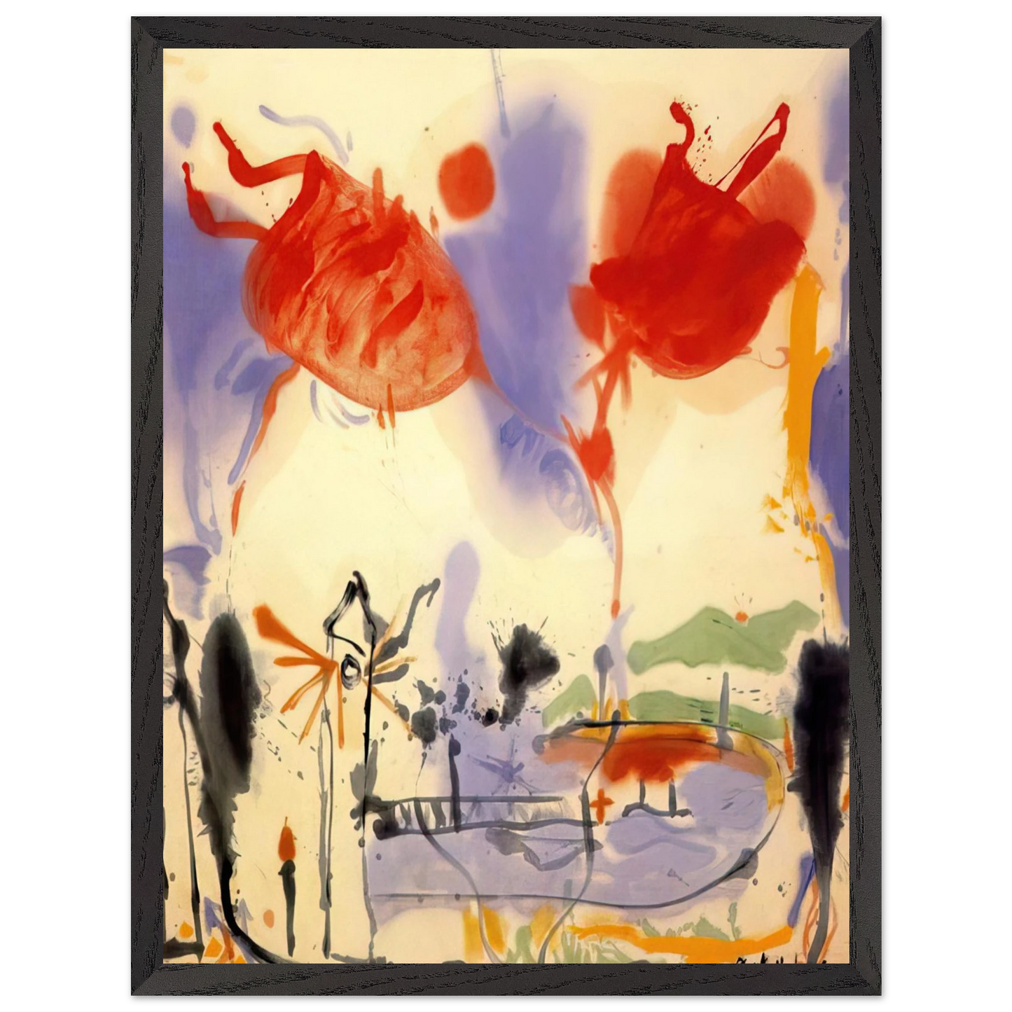 Helen Frankenthaler - Round Trip - 1957 Wall art - A2 (42 x 59.4  cm) - Premium Wooden Framed Poster With Fine Art Paper - Wood frame