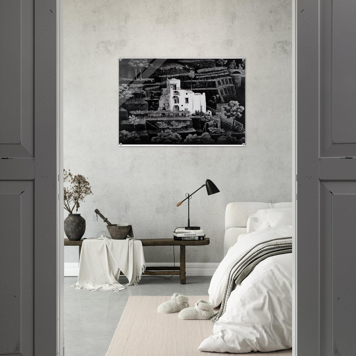 FARMHOUSE RAVELLO - MC Escher Acrylic Print - 70x100 cm / 28x40″ inches | MC Escher Wall Art | MC Escher Prints