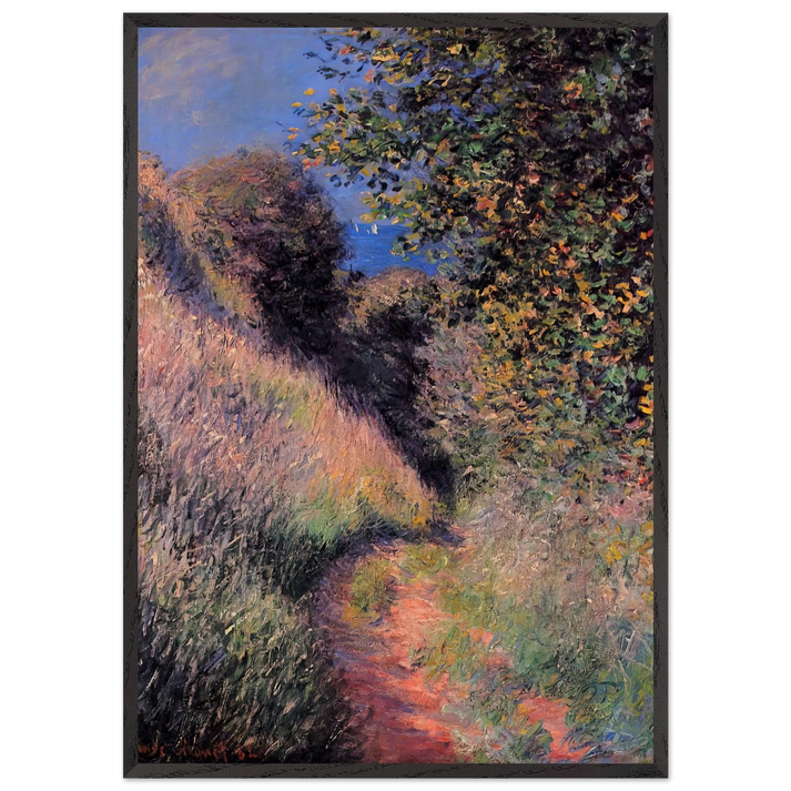 Path at Pourville - claude monet 70x100 cm / 28x40 inches Framed Art Print – Black Wooden Frame