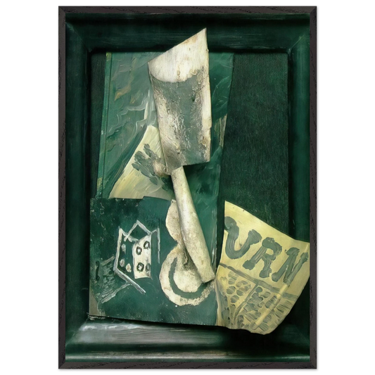 Glass and newspaper - Pablo Picasso Framed Art Print – Black Wooden Frame - Default Title - -Framed Art Print