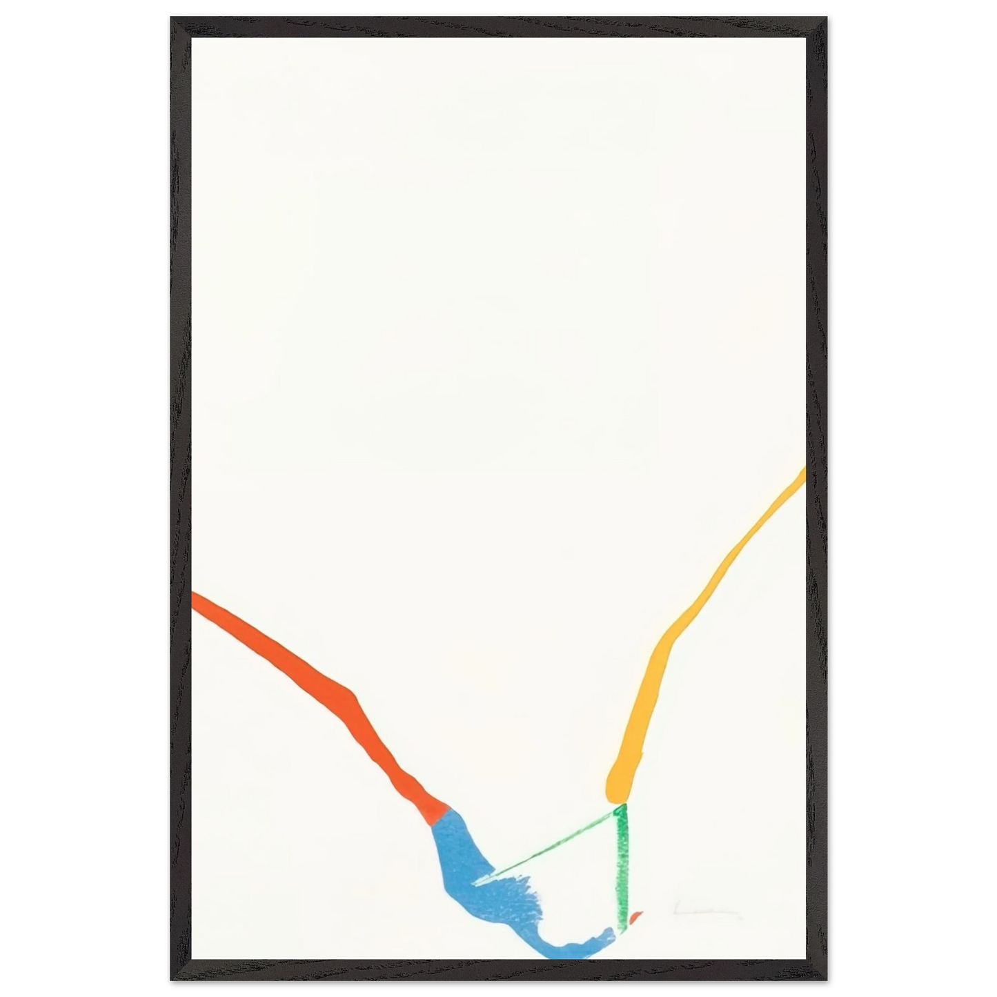 Helen Frankenthaler - What Red Lines Can Do - 1970 Wall art - 30x30 cm / 12x12 inches - Premium Wooden Framed Poster With Fine Art Paper - Wood frame