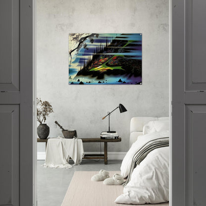 Pasture Through the Fog - Eyvind Earle Acrylic Print - 70x100 cm / 28x40″ inches | Eyvind Earle Wall Art | Eyvind Earle Prints