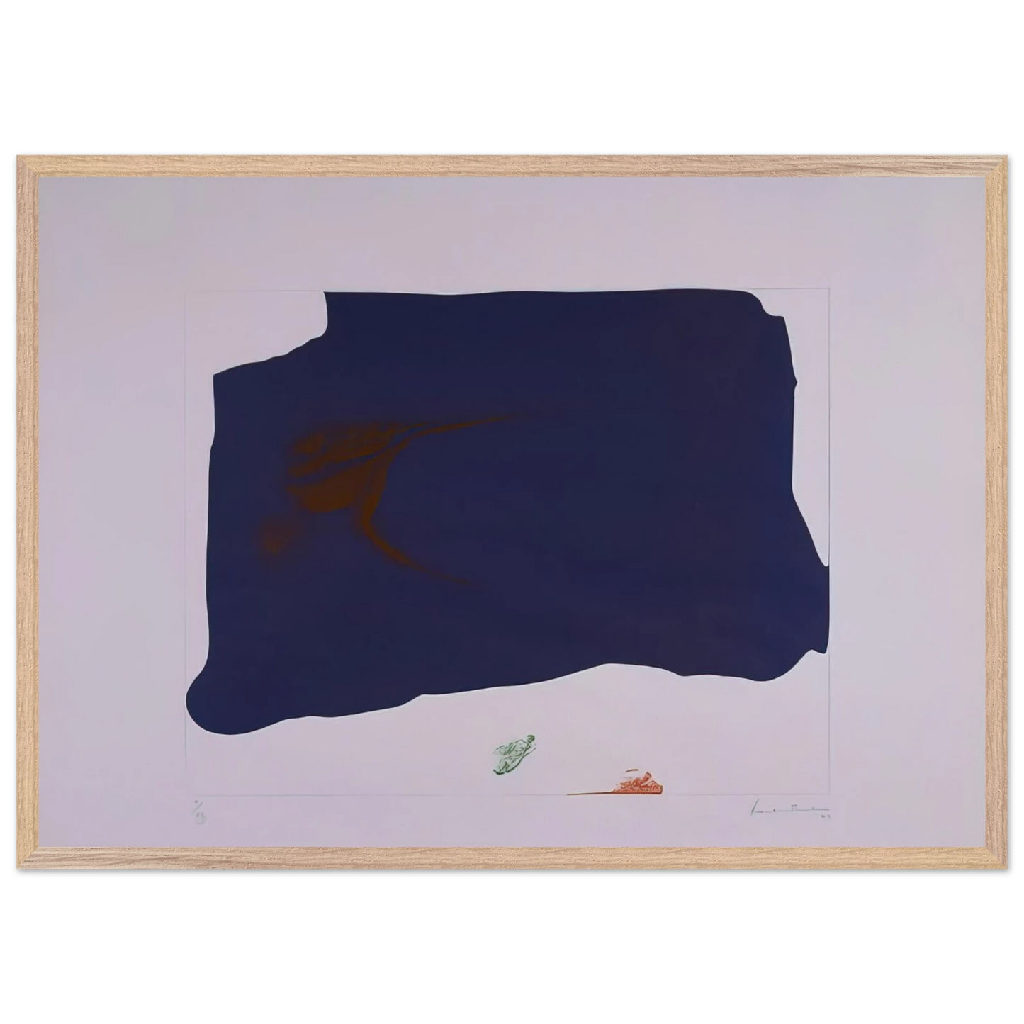Helen Frankenthaler - Variation II on Mauve Corner - 1969 Wall art - 21x29.7 cm / 8x12" - Premium Wooden Framed Poster With Fine Art Paper - White frame