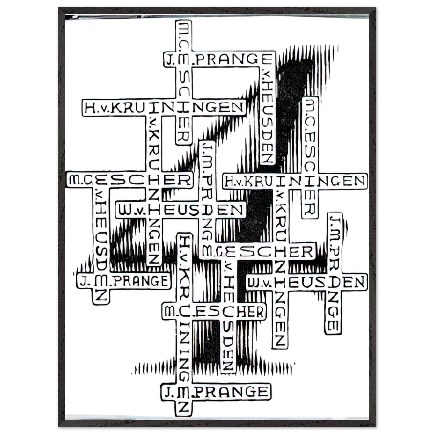 MC Escher - ESCHER (29) Wall Art - 30x40 cm / 12x16 inches - Premium Wooden Framed Poster With Fine Art Paper - Wood frame