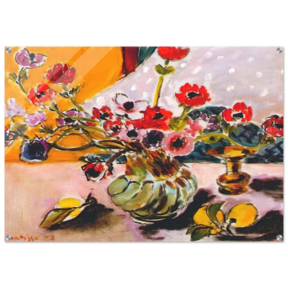 ANEMONES AND CHINESE VASE 1943 - Henri Matisse Acrylic Print - 70x100 cm / 28x40″ inches | Henri Matisse Wall Art | Henri Matisse Prints