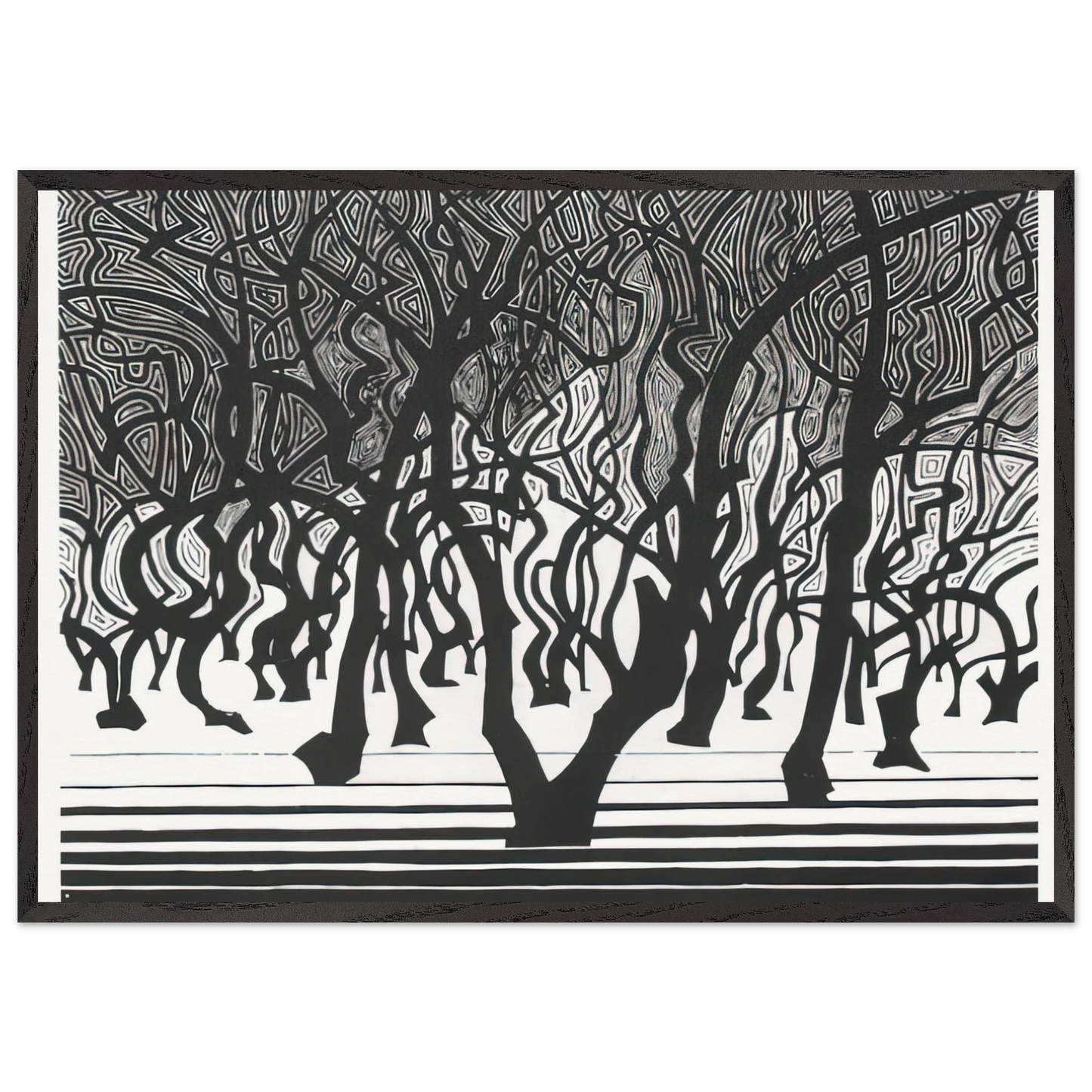WOODS NEAR MENTON - MC Escher Framed Art Print – Black Wooden Frame - Default Title - -Framed Art Print