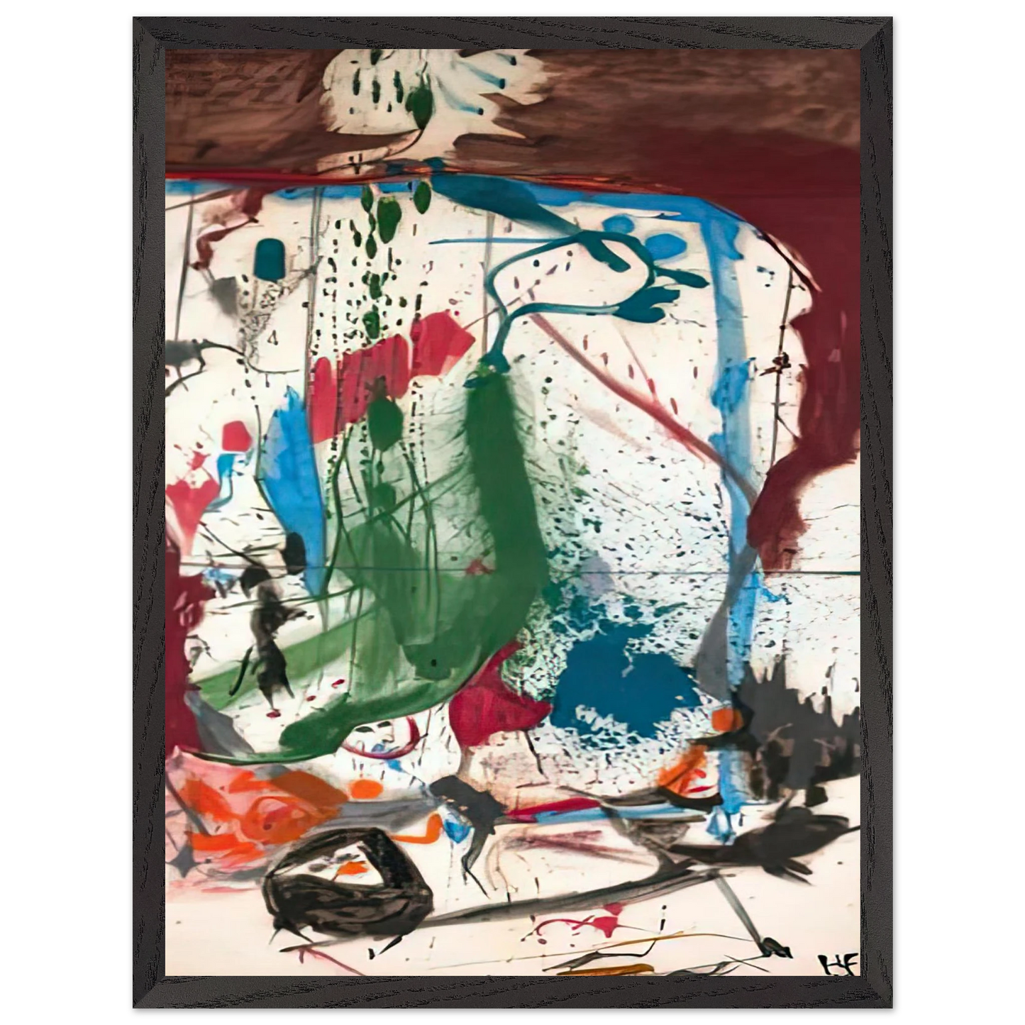 Helen Frankenthaler - Las Mayas, 1958- Wall Art - 30x40 cm / 12x16 inches - Premium Wooden Framed Poster With Fine Art Paper - Black frame