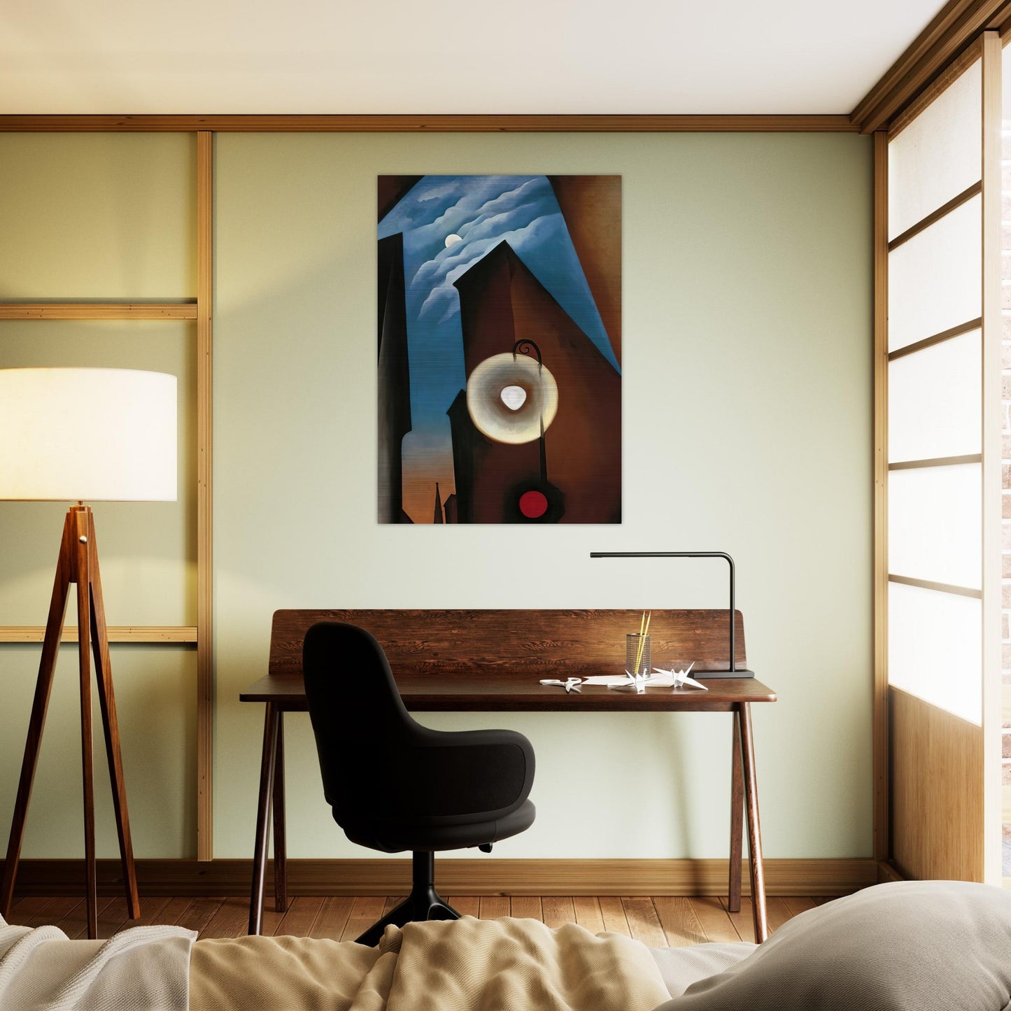 New York with Moon - Georgia O'Keeffe Brushed Aluminum Print - 70x100 cm / 28x40 inches | Georgia O'Keeffe Aluminum Print | Georgia O'Keeffe Prints