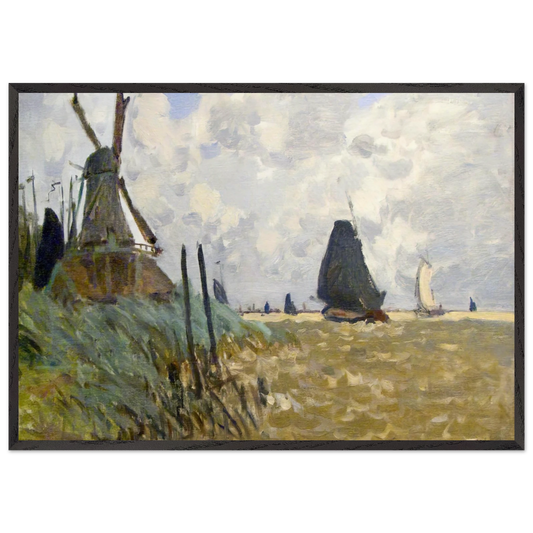 Windmill near Zaandam - claude monet Framed Art Print – Black Wooden Frame - Default Title - -Framed Art Print