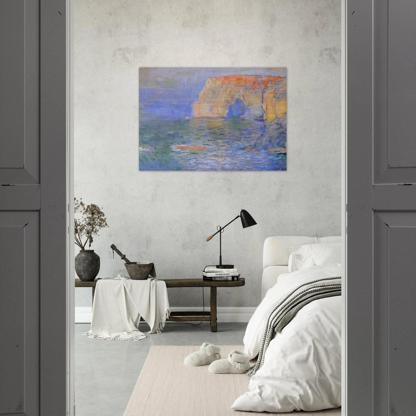 The Manneport, Reflections of Water - claude monet Brushed Aluminum Print - 70x100 cm / 28x40 inches | claude monet Aluminum Print | claude monet Prints