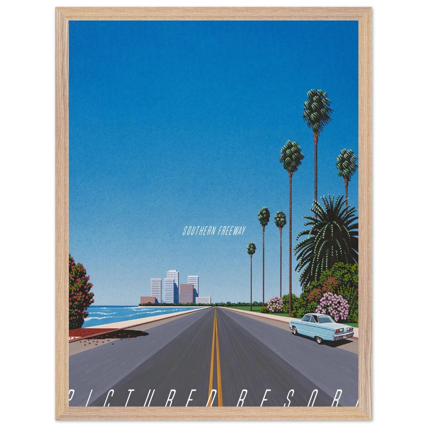Hiroshi Nagai - Southern Freeway Pictured Resort Wall Art - 30x40 cm / 12x16 inches - Fine Art Poster - -