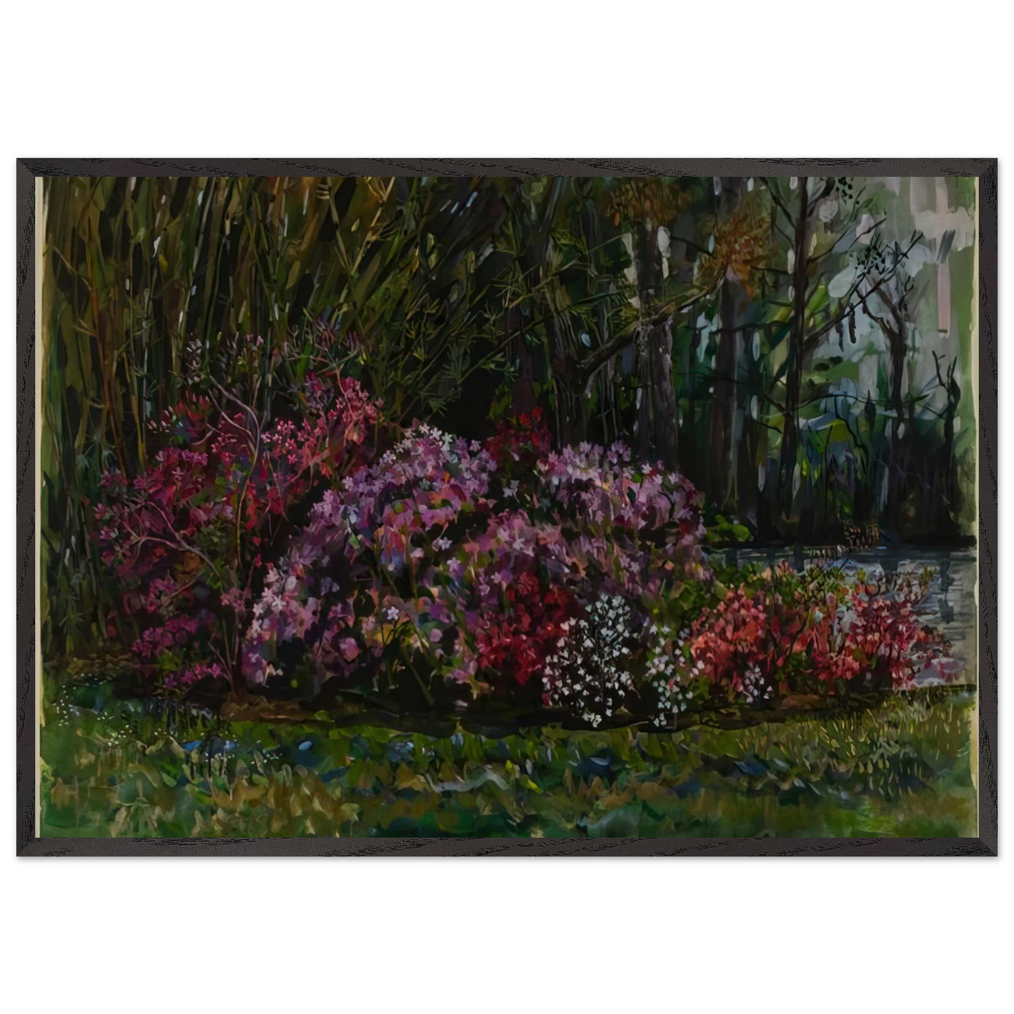 ALICIA S AZALEAS ON ST MARY S RIVER - Ivan Albright Framed Art Print – Black Wooden Frame - Default Title - -Framed Art Print