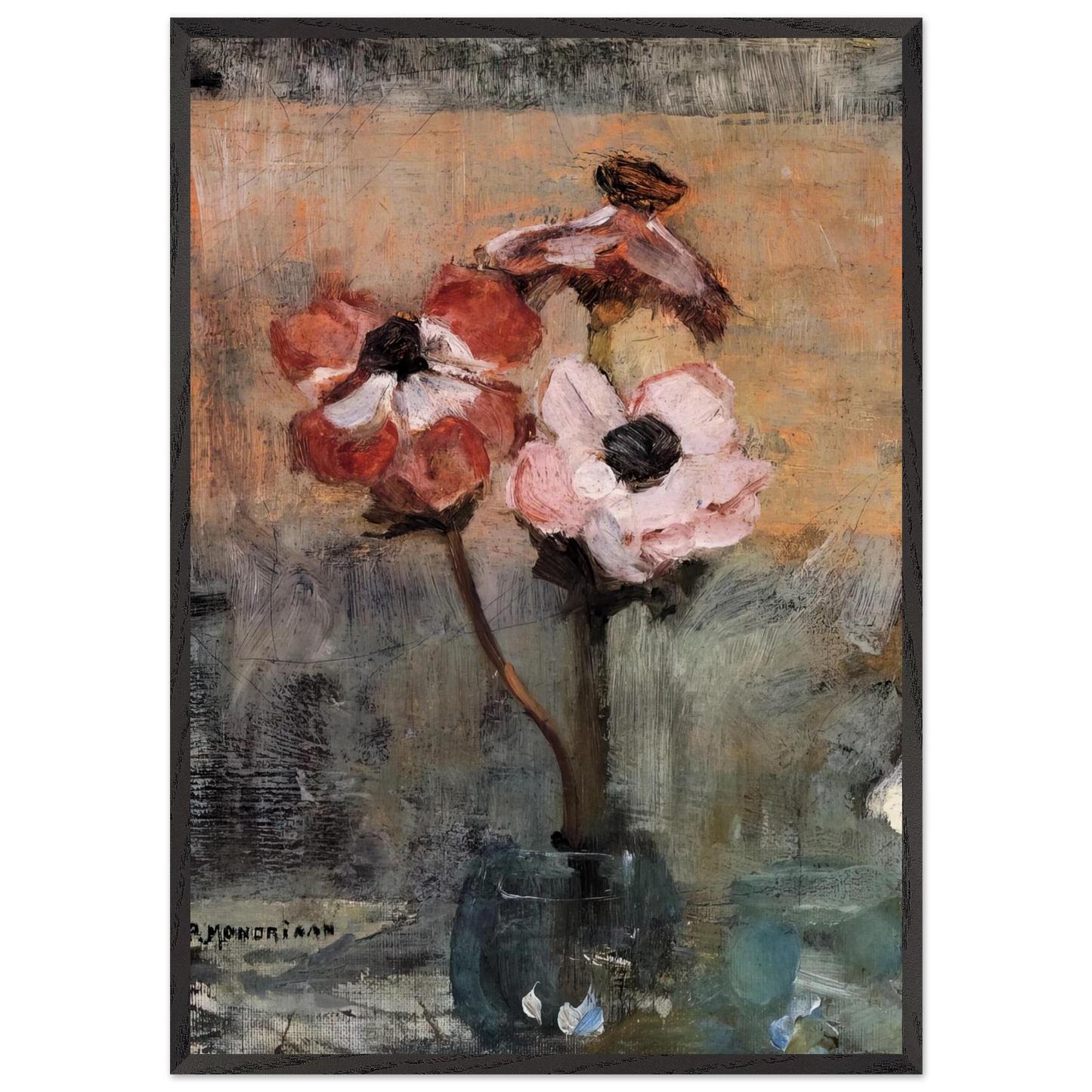 Anemones in a Vase - Piet Mondrian Framed Art Print – Black Wooden Frame - Default Title - -Framed Art Print