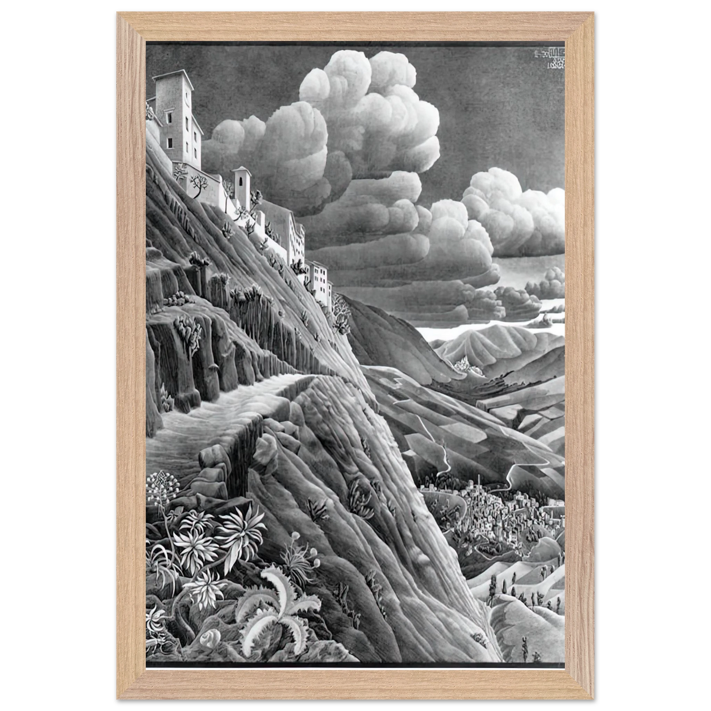 MC Escher - CASTROVALVA Wall Art - 60x80 cm / 24x32 inches - Fine Art Poster - -