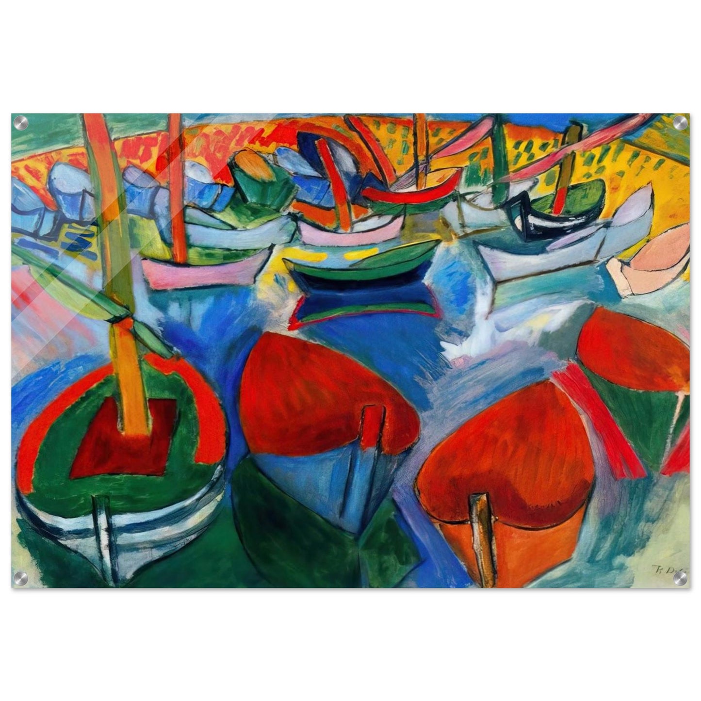 BOATS AT MARTIGUES 1908 - Raoul Dufy Acrylic Print - 70x100 cm / 28x40″ inches | Raoul Dufy Wall Art | Raoul Dufy Prints