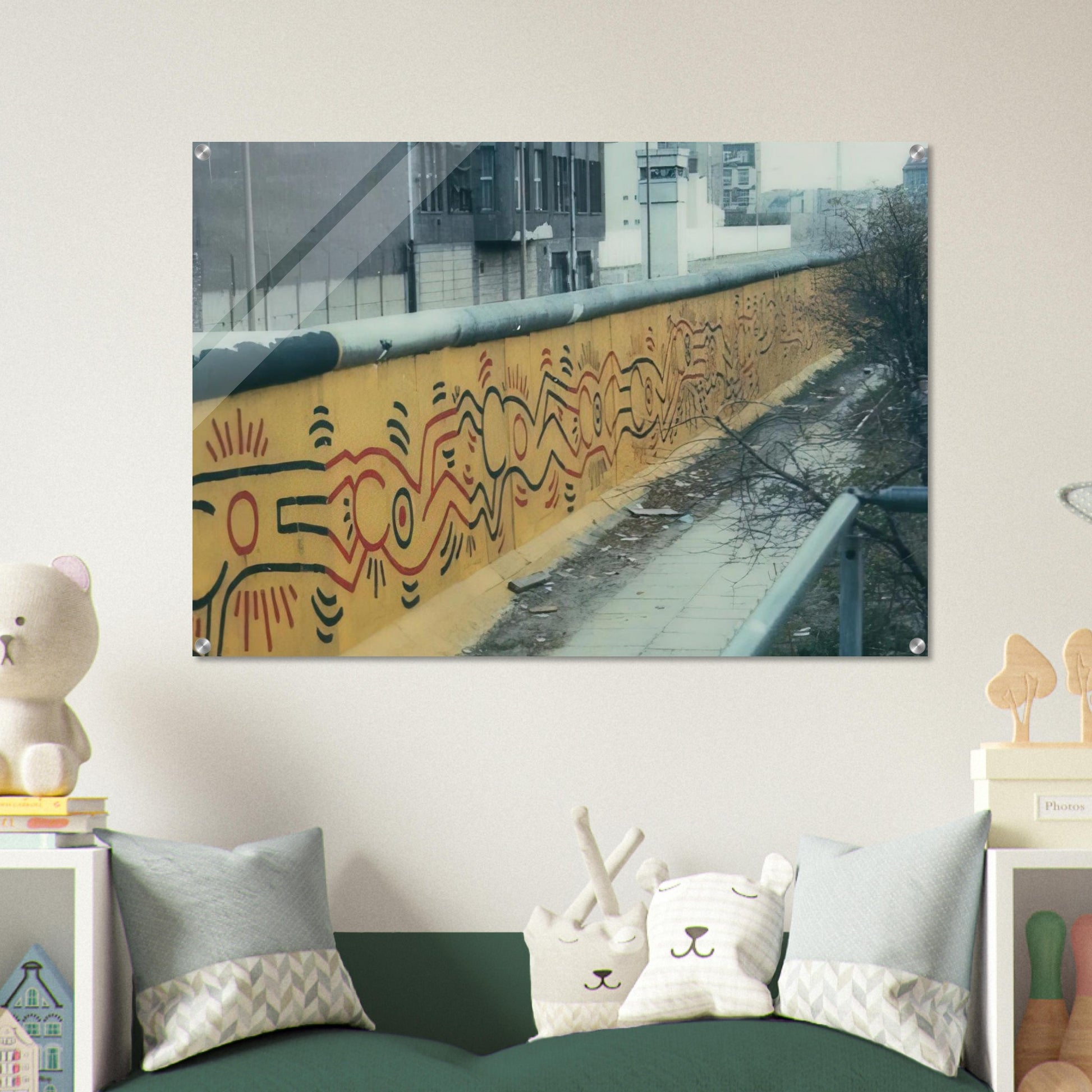 BERLIN MURAL 1986 - Keith Haring Acrylic Print - 70x100 cm / 28x40″ inches | Keith Haring Wall Art | Keith Haring Prints