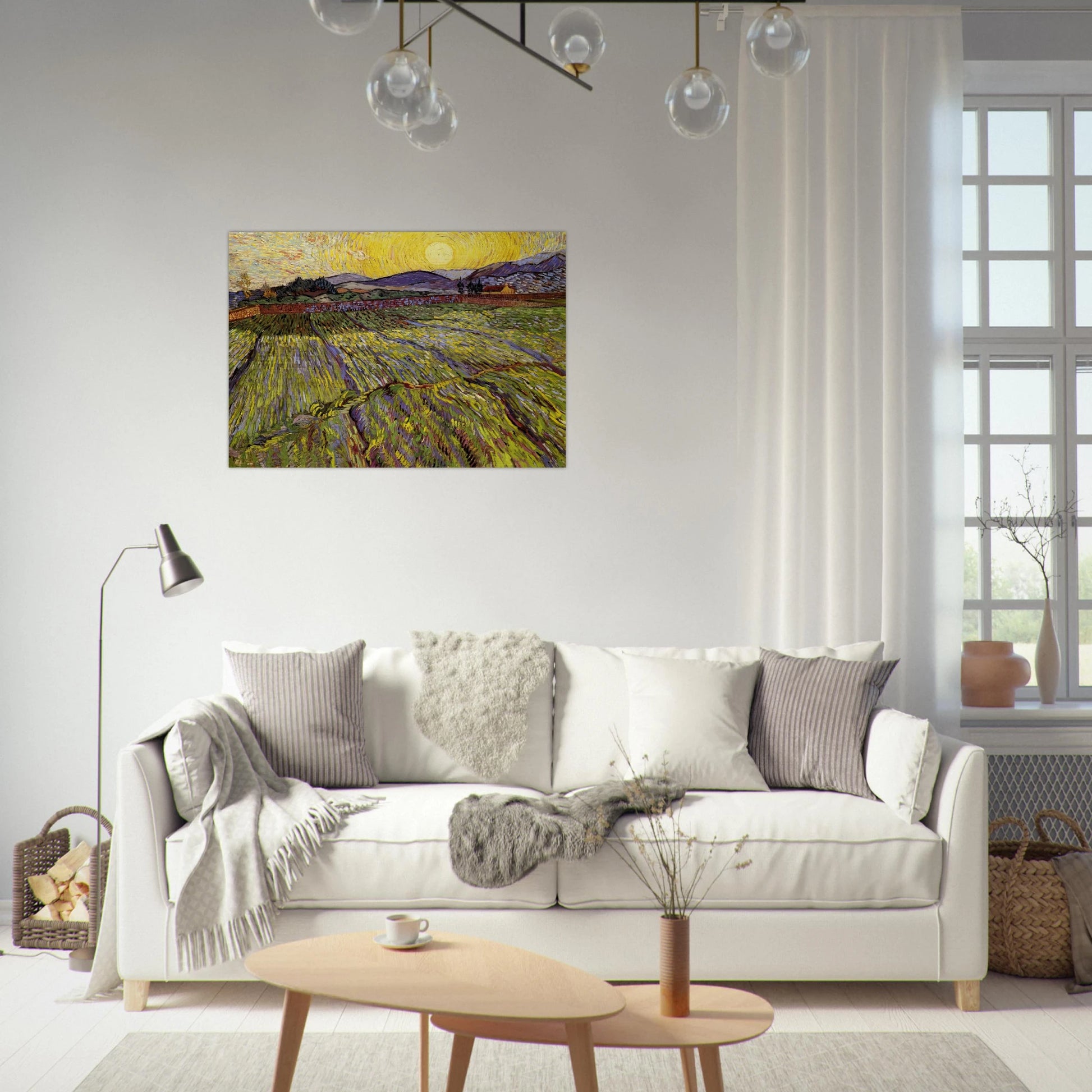 Enclosed field with rising sun - Vincent van Gogh Brushed Aluminum Print - 70x100 cm / 28x40 inches | Vincent van Gogh Aluminum Print | Vincent van Gogh Prints
