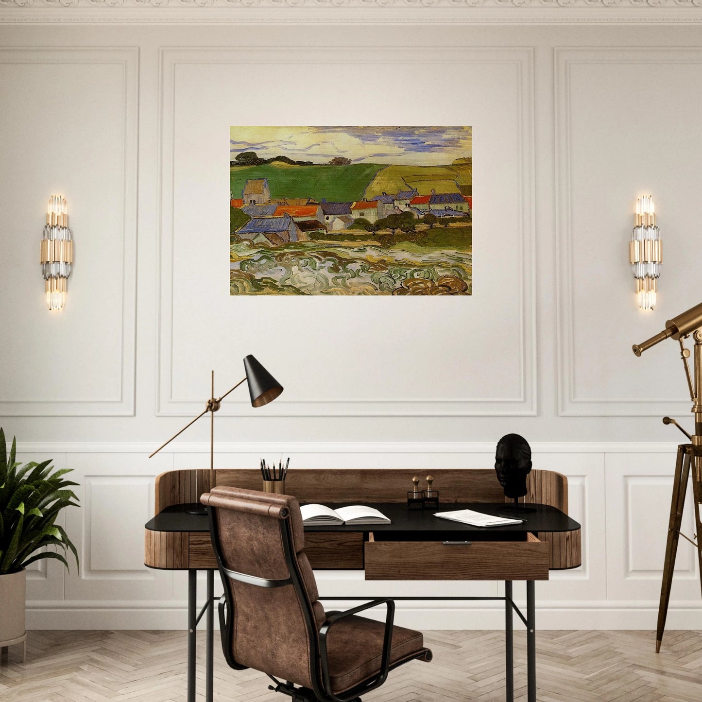 View of Auvers - Vincent van Gogh Brushed Aluminum Print - 70x100 cm / 28x40 inches | Vincent van Gogh Aluminum Print | Vincent van Gogh Prints