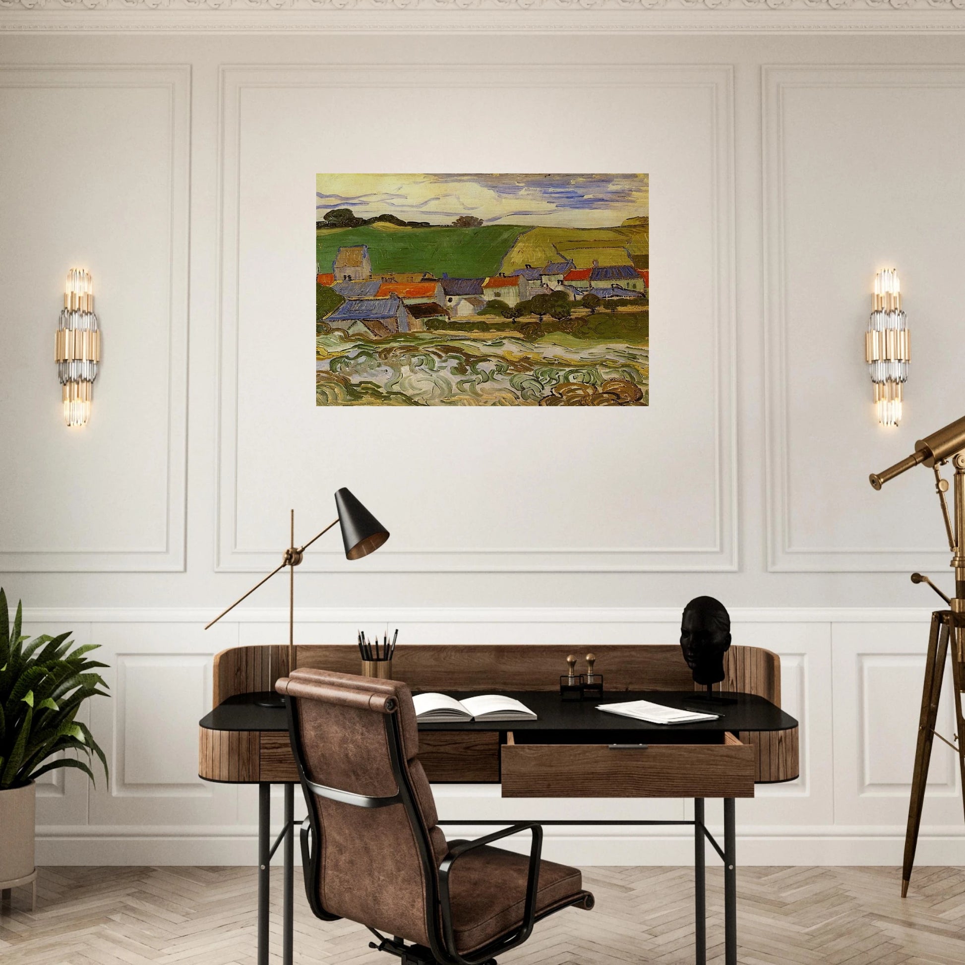 View of Auvers - Vincent van Gogh Brushed Aluminum Print - 70x100 cm / 28x40 inches | Vincent van Gogh Aluminum Print | Vincent van Gogh Prints